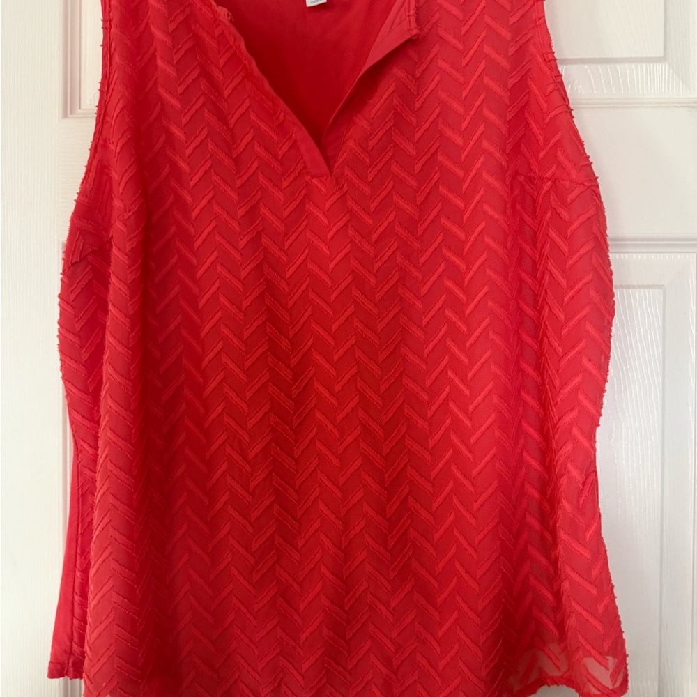 Market & Spruce orange Textured Sleeveless Blouse